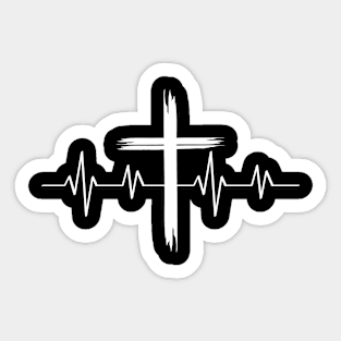 heartbeat cross Sticker